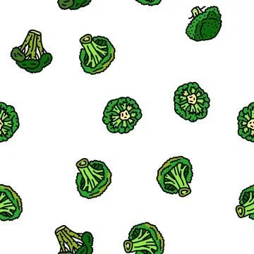 Broccoli food cabbage vegetable vector seamless pattern Illustrazione stock