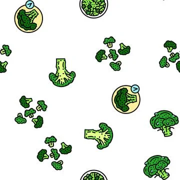 Broccoli food cabbage vegetable vector seamless pattern Illustrazione stock