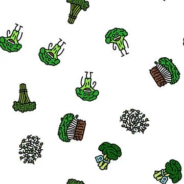 Broccoli food cabbage vegetable vector seamless pattern Illustrazione stock
