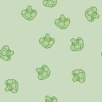 Broccoli food line seamless pattern Stock Illustration