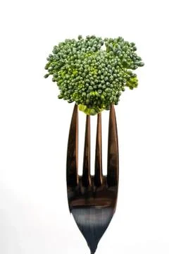 Broccoli on a fork Foto stock