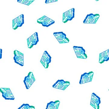 Broccoli frozen vegetable isometric icon seamless pattern Stock Illustration