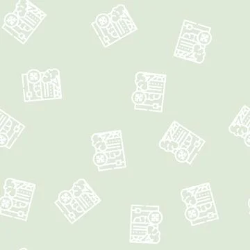 Broccoli frozen vegetable line vector seamless pattern Stock Illustration