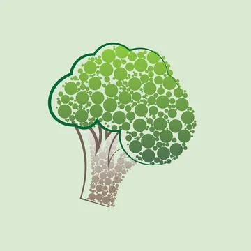 Broccoli gradient material icon minimal design Stock Illustration
