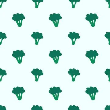 Broccoli hand drawn vector seamless pattern. Stock Illustration