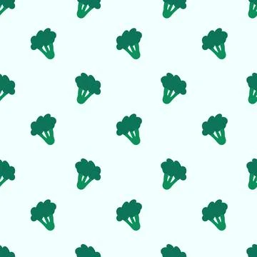 Broccoli hand drawn vector seamless pattern. Vegetable simple doodle style Stock Illustration
