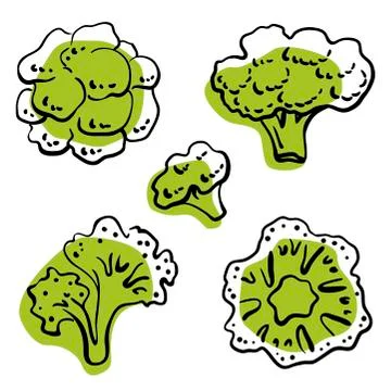 Broccoli. Hand drawn vector vegetable icons Stock Illustration