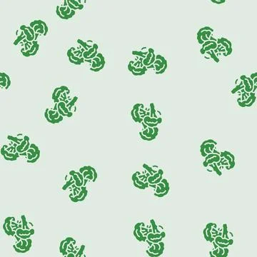 Broccoli healthy glyph seamless pattern Stock Illustration