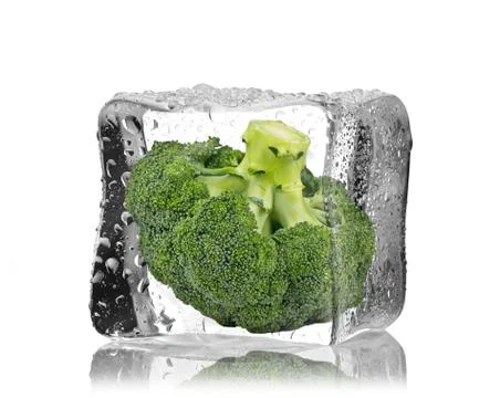 Broccoli in ice cube Stock Photos