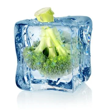 Broccoli in ice Stock Photos