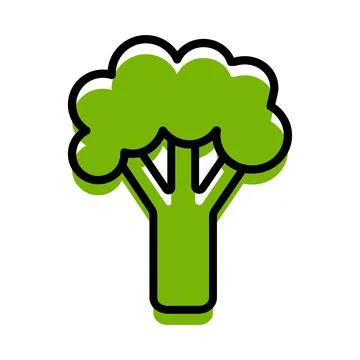 Broccoli icon. Linear vector illustration. Isolated on a white background. Color Stock Illustration