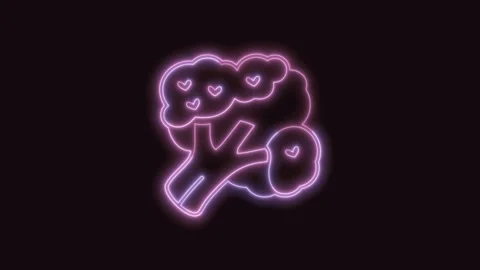 Broccoli Icon Neon Seamless Loop with Black Background 4K Stock Footage 311301153