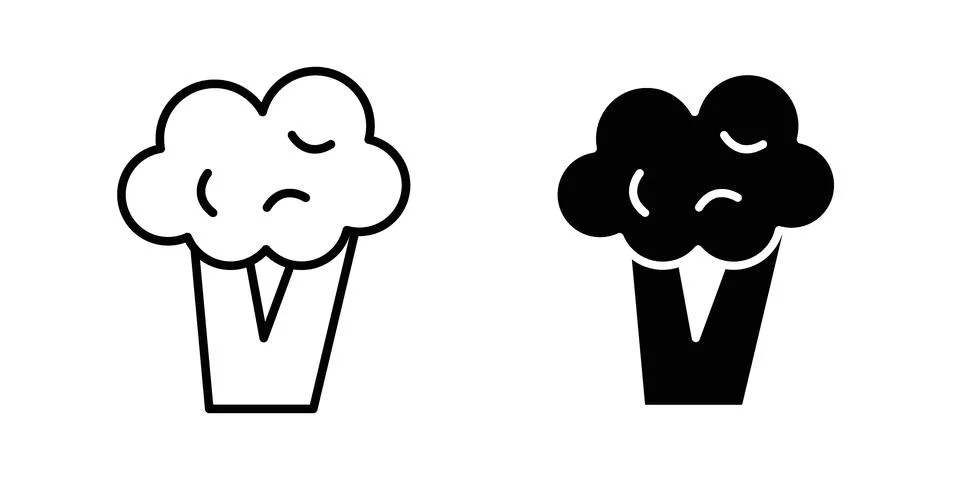Broccoli icon silhouette vector set. thin line pack Illustrazione stock