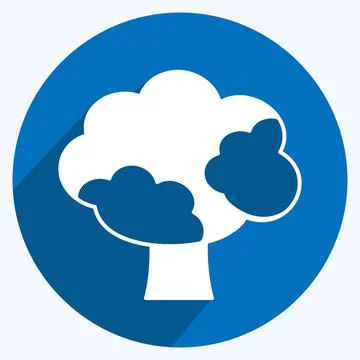 Broccoli Icon in trendy long shadow style isolated on soft blue background Stock Illustration