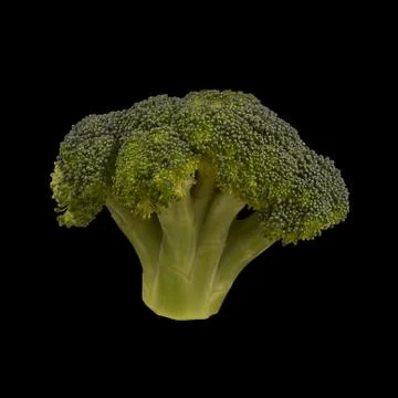 Broccoli isolated on black background. Flat lay Foto stock