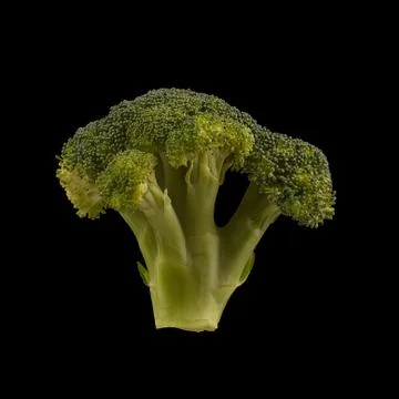 Broccoli isolated on black background. Flat lay Foto stock