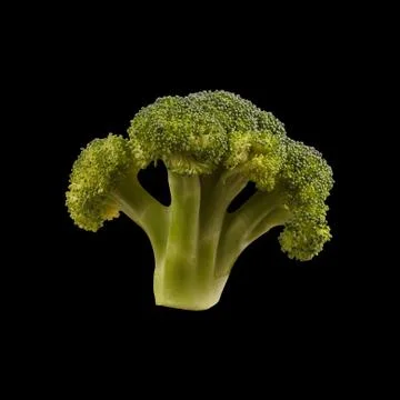 Broccoli isolated on black background. Flat lay Foto stock