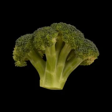 Broccoli isolated on black background. Flat lay Foto stock