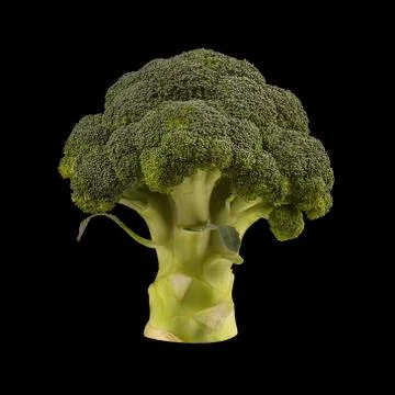 Broccoli isolated on black background. Flat lay Foto stock