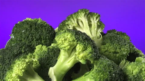 Broccoli isolated rotating on purple background Stock Footage 62378075