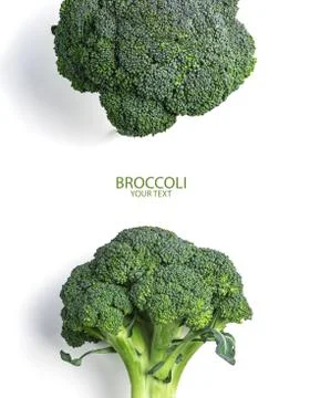 Broccoli isolated on white background. Creative layout made of broccoli. Flat Stock Photos