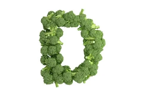 Broccoli letter D on white background Ilustração Stock