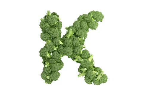 Broccoli letter K on white background Stock Illustration