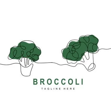 Broccoli Logo Design, Green Vegetable Vector, Broccoli Wallpaper, Vegetable.. Stock Illustration
