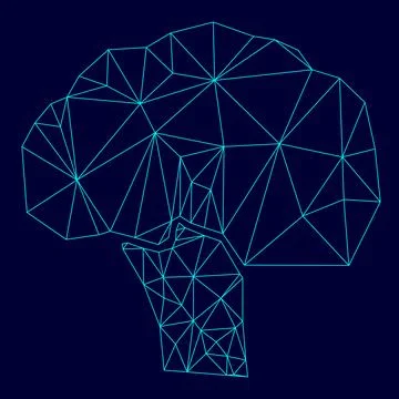 Broccoli low poly triangulation triangulated polygonal electric cyan blue vib Stock Illustration