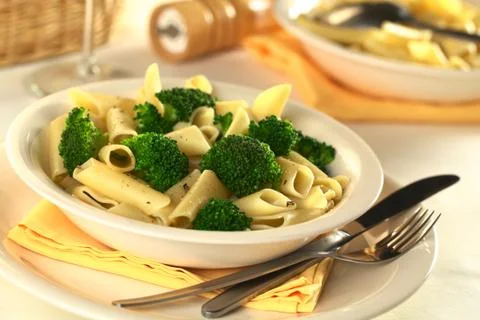 Broccoli with pasta Stock Photos