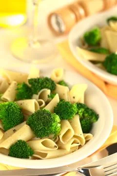 Broccoli with pasta Stock Photos