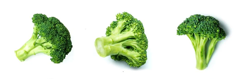Broccoli pattern collection with different sides of raw vegetables isolated o Stock Photos