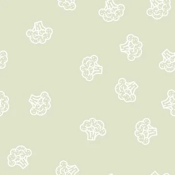 Broccoli plant line vector seamless pattern Stock Illustration