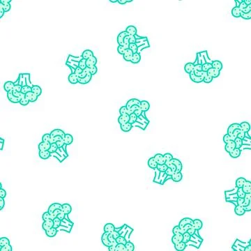 Broccoli plant vector seamless pattern Stock Illustration