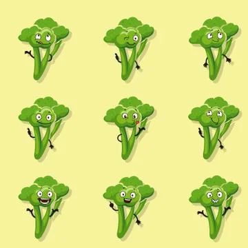 Broccoli positive emotions Illustrazione stock