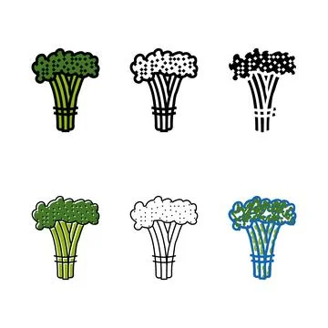 Broccoli rabe multistyle color icon vector Illustrazione stock
