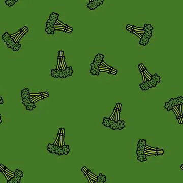 Broccoli rabe vector seamless pattern Stock Illustration