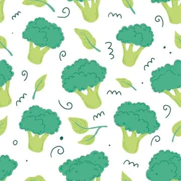 Broccoli seamless pattern. Vector illustration Illustrazione stock