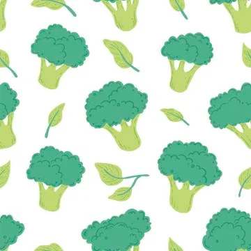 Broccoli seamless pattern. Vector illustration Stock Illustration