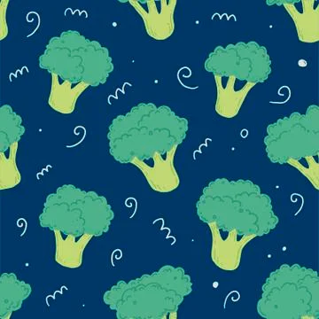 Broccoli seamless pattern. Vector illustration Stock Illustration