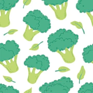 Broccoli seamless pattern. Vector illustration Illustrazione stock