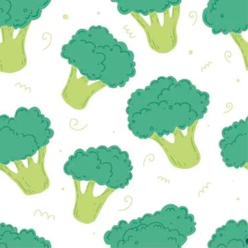 Broccoli seamless pattern. Vector illustration Stock Illustration