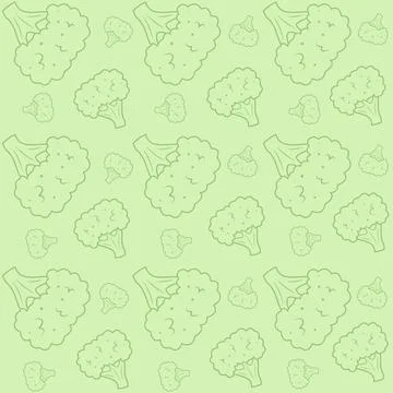 Broccoli seamless vegetable pattern Stock Illustration