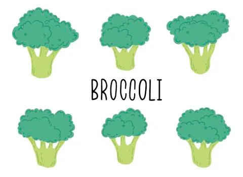 Broccoli set. Vector illustration. Cartoon style Stock Illustration