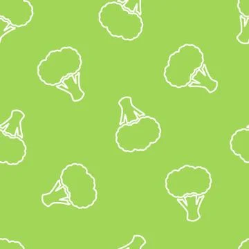 Broccoli silhouette seamless vegetable pattern Stock Illustration