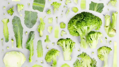 Broccoli Slice and Leaf Collection Stock-Footage 219671358