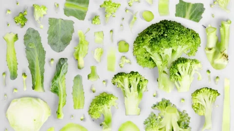 Broccoli Slice and Leaf Collection Video stock 220541862