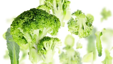 Broccoli Slice and Leaf Stream Stock Footage 198999903