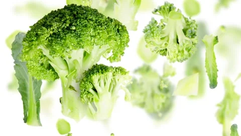 Broccoli Slice and Leaf Stream Stock-Footage 200934139