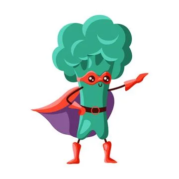 Broccoli superhero pointing forward with confidence Stock Illustration